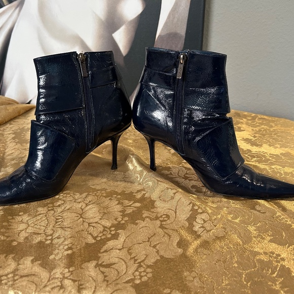 Jimmy Choo Dark Blue Leather Ankle Boots Size 9 - Picture 2 of 7